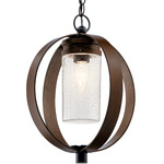 Grand Bank Outdoor Pendant - Auburn Stained / Clear Seeded