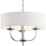 Kennewick Chandelier with Fabric Shade - Brushed Nickel / White