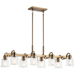 Aivian Linear Chandelier - Weathered Brass / Clear