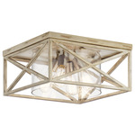Moorgate Ceiling Light Fixture - Distressed Antique White / Clear
