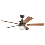 Lyndon Patio Ceiling Fan with Light - Olde Bronze / Medium Walnut / Dark Walnut