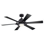 Iras Ceiling Fan with Light - Distressed Black / Walnut / Satin Black