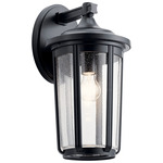 Fairfield Outdoor Wall Sconce - Black / Clear Seeded