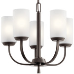 Kennewick Chandelier with Etched Glass - Olde Bronze / Satin Etched