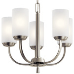 Kennewick Chandelier with Etched Glass - Brushed Nickel / Satin Etched