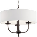 Kennewick Chandelier with Fabric Shade - Olde Bronze / White
