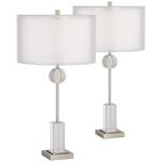 Vincent Table Lamp - Set Of 2 - Brushed Steel / White