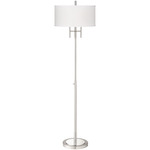 Modern Classic Floor Lamp - Brushed Nickel / White