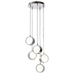 Limelight Small Circle 5-Light Pendant - Chrome / White Glass
