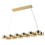Limelight Circle Double Linear Pendant - Gold Plated / White Glass