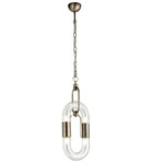 Lighting Lab Link Vertical Pendant - Brushed Bronze / Clear