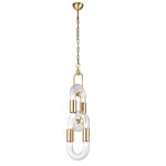Lighting Lab Link Vertical Pendant - Satin Brass / Clear