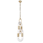 Lighting Lab Link Vertical Pendant - Satin Brass / Clear
