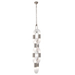 Lighting Lab Link Vertical Pendant - Satin Nickel / White Glass