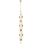 Lighting Lab Link Vertical Pendant - Satin Brass / White Glass