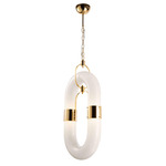 Lighting Lab Link Large Pendant - Satin Brass / White Glass