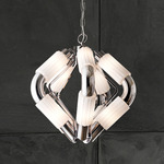 Lighting Lab Tube Penta Pendant - Chrome / White Glass