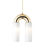 Lighting Lab Tube Vertical Pendant - Gold Plated / White Glass