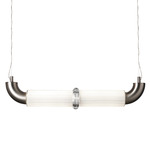 Lighting Lab Tube Horizontal Pendant - Satin Nickel / White Glass