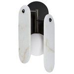 Megalith Stone Wall Sconce - Gunmetal / Spanish Alabaster