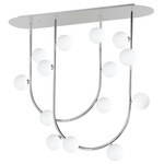 Contour Linear Double Ceiling Light - Polished Chrome / White Glass