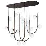 Contour 16-Light Pendant - Brushed Bronze / White Glass