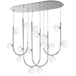 Contour 16-Light Pendant - Polished Chrome / White Glass