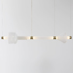 Luna Kaleido XL 1 Tier Chandelier - Satin Brass / White Glass