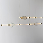 Luna Kaleido XL 2 Tier Chandelier - Satin Brass / White Glass