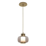 Luna A Pendant - Smoked Bronze Glass / Satin Brass