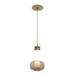 Luna A Pendant - Smoked Bronze Glass / Satin Brass