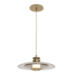 Luna A Disc Pendant - Smoked Bronze Glass / Satin Brass