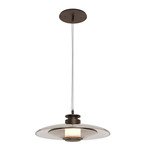 Luna A Disc Pendant - Smoked Bronze Glass / Satin Bronze