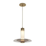 Luna A Disc Pendant - Smoked Bronze Glass / Satin Brass