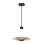 Luna A Disc Pendant - Smoked Bronze Glass / Satin Bronze