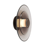 Luna A Disc Wall Sconce - Smoked Bronze Glass / Satin Bronze