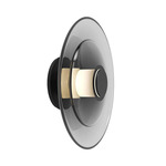 Luna A Disc Wall Sconce - Smoked Gray Glass / Blackened Steel