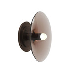 Luna A Round Wall Sconce - Smoked Bronze Glass / Satin Bronze