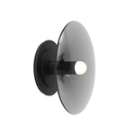 Luna A Round Wall Sconce - Smoked Gray Glass / Blackened Steel