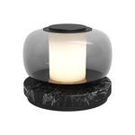Luna A Table Lamp - Smoked Gray Glass / Blackened Steel