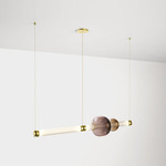 Luna Linear Chandelier - Satin Brass / White Glass