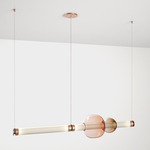 Luna Linear Chandelier - Satin Copper / White Glass