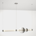 Luna Linear Chandelier - Satin Nickel / White Glass