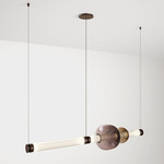 Luna Linear Chandelier - Satin Bronze / White Glass