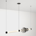 Luna Linear Chandelier - Blackened Steel / White Glass