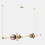 Luna XL Linear Chandelier - Satin Brass / White Glass