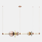 Luna XL Linear Chandelier - Satin Copper / White Glass