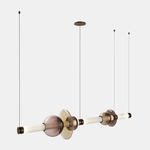 Luna XL Linear Chandelier - Satin Bronze / White Glass