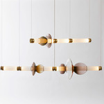 Luna Tiered Chandelier - Satin Brass / White Glass