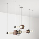 Luna Tiered Chandelier - Satin Nickel / White Glass